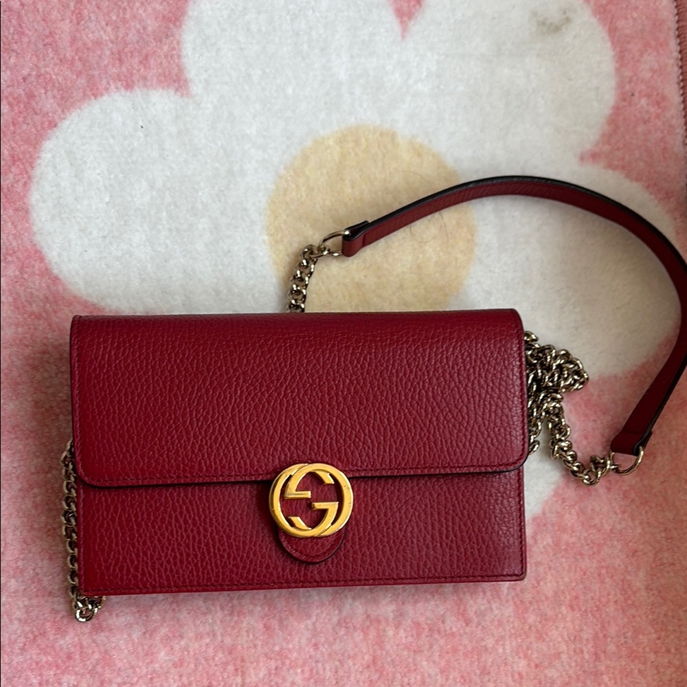 Gucci Red Crossbody Bag with Iconic GG Logo